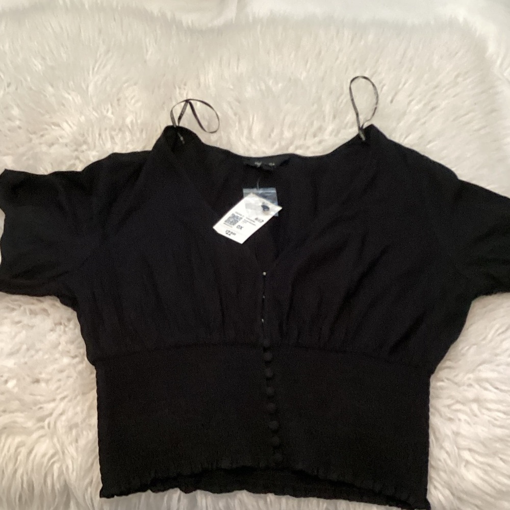 Forever 21 Black Button-Front Blouse
